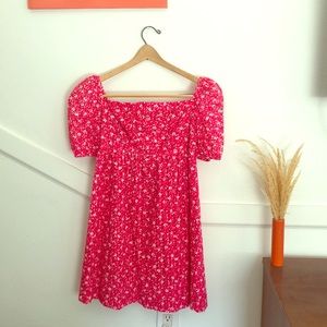 Pink printed floral eyelet Anthropologie dress